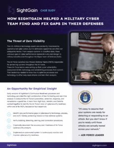 SightGain-Case Studies- Air Force Featured Image@2x Case study showing how SightGain helped a military cyber team find and fix gaps in their defenses